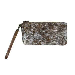 Canoe Handmade Cowhide Leather Wrist Clutch: 9”x4”